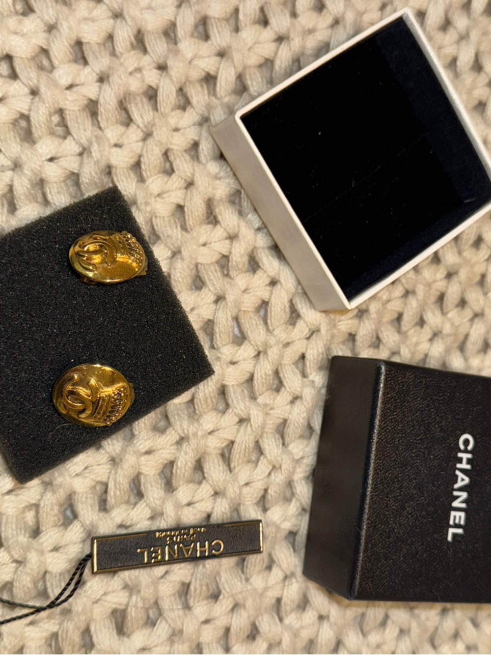 Chanel Gold-Tone CC Logo Button Earrings - Gold - Picture 2 of 7